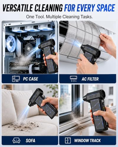Compressed Air Duster, 150000RPM Electric Air Duster with 4-Speed Control