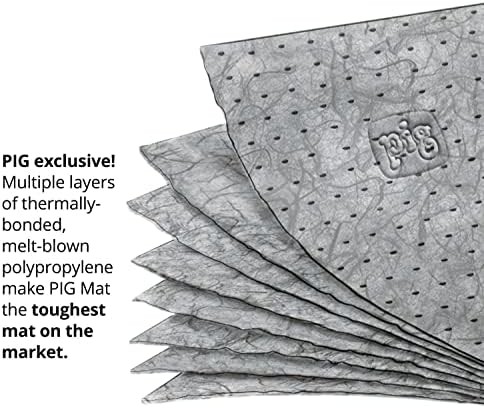 Absorbent Mat Pad in Dispenser Box | 10” W x 13” L | Heavyweight | Absorbs up to 12.8 oz. per pad | 50 Pads per Box | Protect Your Home Garage Basement | PM50837