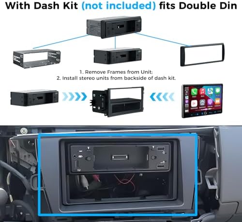 Single Din Car Stereo Wireless Apple Carplay Android Auto Radio, 10.1" Car Play Touch Screen, Bluetooth 5.3 Car Audio Receiver, 4.2 Channel 240W, Subwoofers, Backup Camera, Navigation, FM/AM, SWC