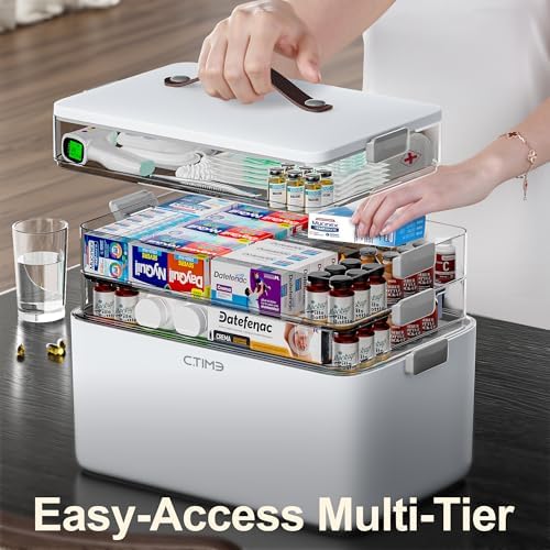 4-Tier Medicine Organizer - Portable Medicine Cabinet with Handle
