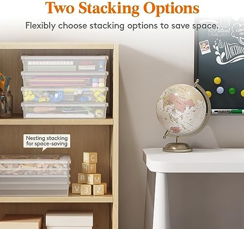 5 Qt Clear Storage Bins with Lids, 4 Pcs