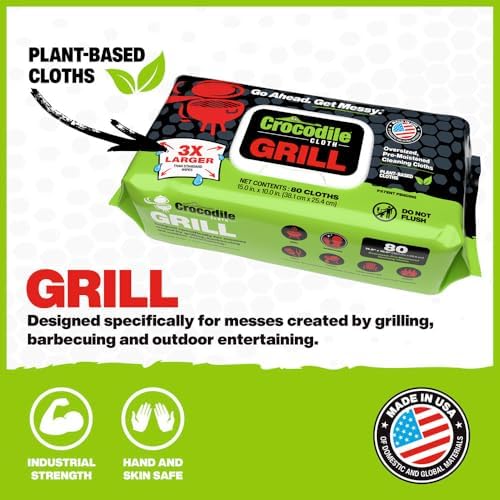 Grill Plant-Based Food Safe Cleaning Wipes, 80 Count