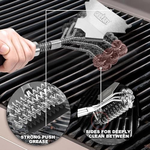 Grill Brush & Bristle Free Outdoor BBQ Scraper, Safe 18'' Stainless Cleaner