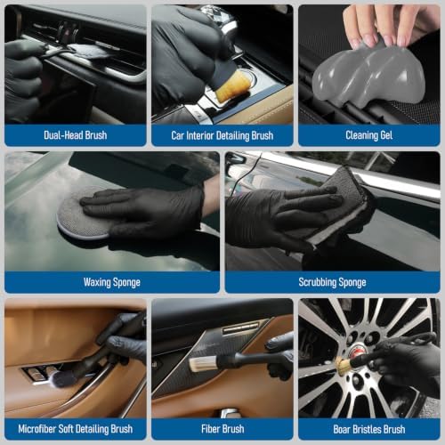 45Pcs Car Cleaning Kit, Car Interior Detailing Kit, 8000Pa Corded Handheld Car Vacuum, Car Detailing Brushes, Car Duster, Windshield Cleaner Tool, Car Cleaning Supplies, Car Accessories, Gifts for Men