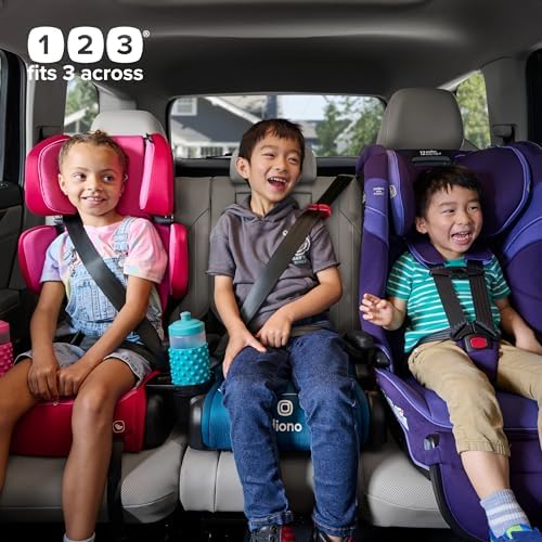Diono Connect3 RXT Backless Booster, Pack of 2, Slim Fit 3-Across in Many Mid-Sized Sedans and SUVs, for Children from 40-120 lbs., Lightweight with Latch connectors, Pink Cotton Candy
