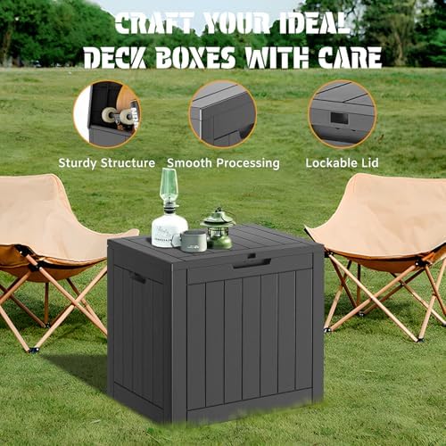35 Gal Outdoor Storage Box Waterproof Lockable,Deck Box,Black