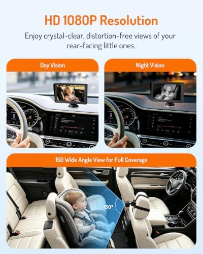 7 inch HD 1080P Split Screen Baby Car Camera for 2 Kids