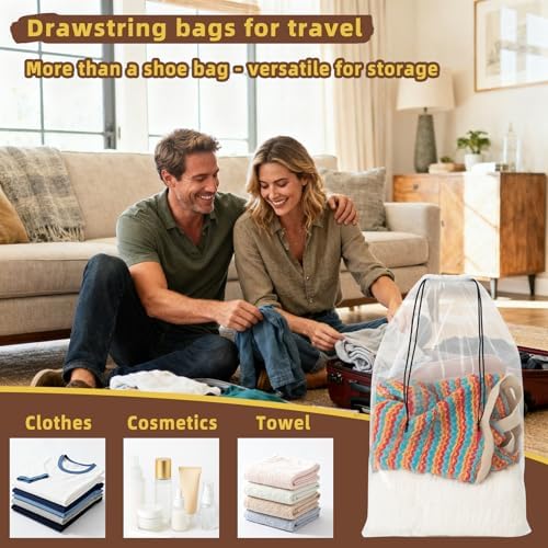 Clear Large Shoe Bags for Travel, 12 x 18 Inch, 100 Pack