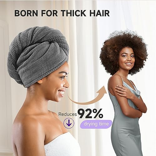 3 Pack Microfiber Hair Towel Wrap for Women Kids, 400 GSM Thicker