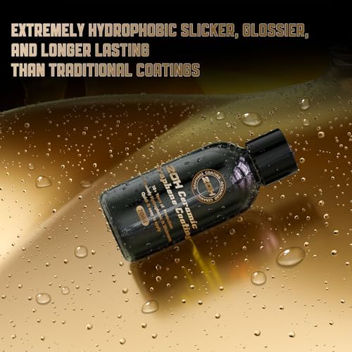 20H Professional Graphene Ceramic Coating for Cars (70ml) - 10+ Years Protection, Hydrophobic & Scratch Resistant, High Gloss Finish - Advanced Car Detailing Kit - Easy Application, Black