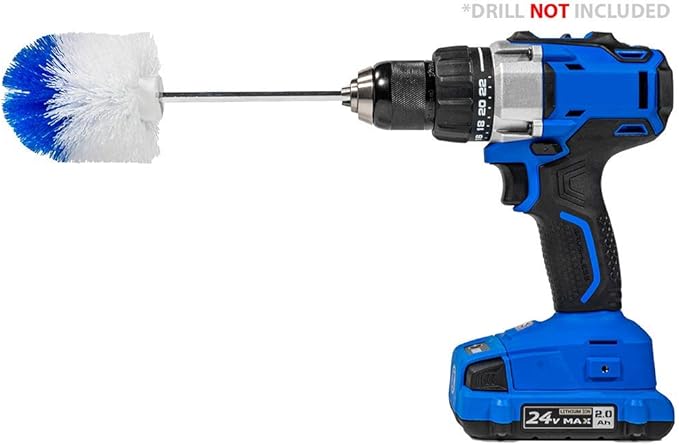 RotoScrub Long Reach Drill Brush Attachment, All Purpose for Car Tires, Toilets, Corners, Edges, Hard to Reach Areas, Heavy Duty Bristles