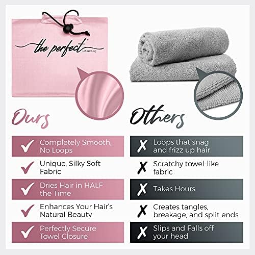 Microfiber Hair Towel Wrap for Women – Large Fast Drying Hair Towel with Patented Clip – Anti-Frizz, Super Absorbent, Silky Smooth Microfiber – Plopping Hair Wrap for Curly, Wavy & Straight Hair
