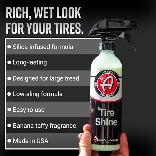 Tire Shine Combo - Spray Tire Dressing W/ SiO2 For Non Greasy Car Detailing | Use W/Tire Applicator After Tire Cleaner & Wheel Cleaner | Gives A Ceramic Coating Car Wax