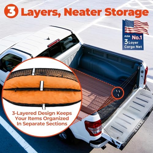 3-Layer Cargo Net for Toyota RAV4 2026-2027, Zoned Storage Trunk Net