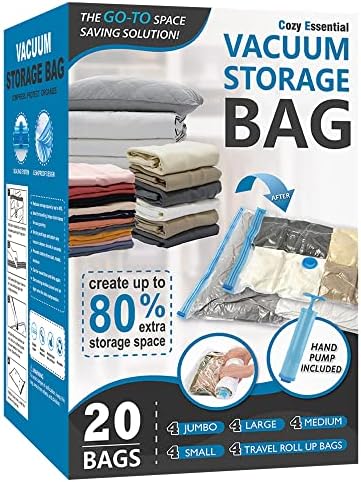 Vacuum Storage Bags with Hand Pump, Vacuum Seal Space Saver Bags,20 Combo