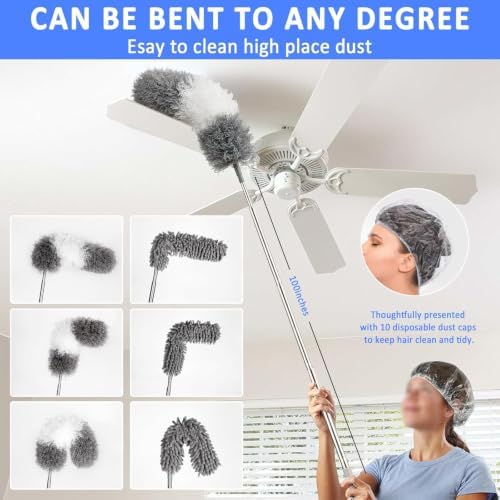 Microfiber Duster Kit 23pcs with 30 to 100 In Extension Pole