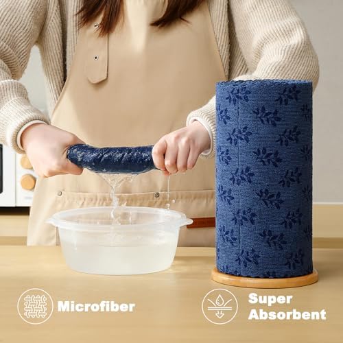 Microfiber Cleaning Cloth Roll,80 Pack Cleaning Towels,Lint Free Rags Paper Towels & Tear Away Reusable Towels,Washable Shop Rags Floral Wipe Cloth,Wash Cloths Dish Rags for Car Kitchen Window