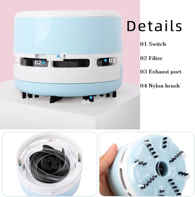 Mini Crumb Vacuum Cleaner Portable Desktop Sweeper Handheld Cordless Multifunction Cleaning for Home,Office,Cars,Pet Hairs (Green)