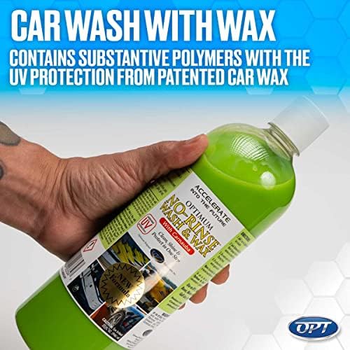 Optimum No Rinse Wash and Wax – Rinseless Car Wash Formulated with Carnauba Wax with UV Protection - For Cars, RVs, Trucks, Motorcycles and more (32 Oz)