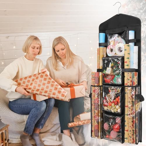Wrapping Paper Storage, Double-Sided Hanging Storage, Black