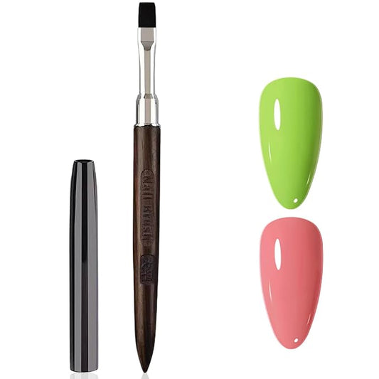 Nail Art Clean Up Brushes, Wood Flat Nail Cleanup Brush, Gel Nails Brushes, Acetone Manicure Brush for Nails Art Design Painting and Cleaning Polish Mistake on the Cuticles for DIY & Salon Use