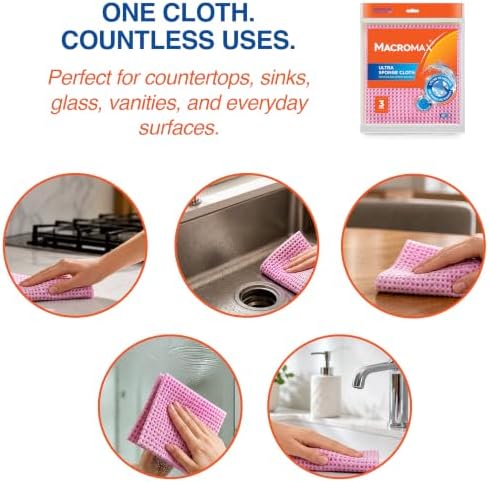 7"x7.9" Sponge Cloths 6 Pack, Absorbent Kitchen