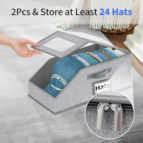 Stackable Hat Storage for Baseball Caps - Hat Organizer with Clear Window
