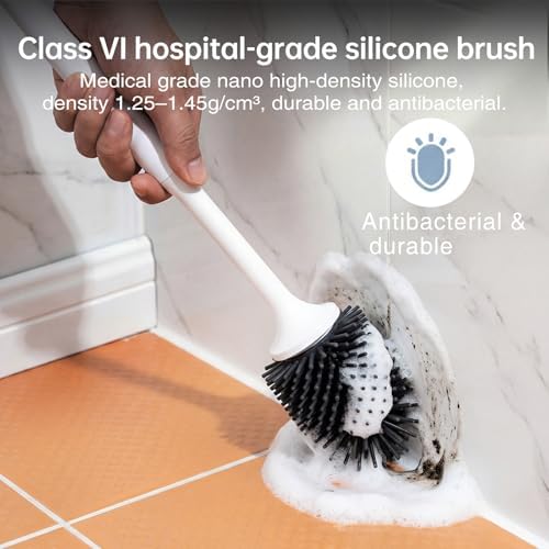 Silicone Toilet Brush and Holder Set - Bathroom Brush