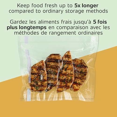 Custom Length Vacuum Sealer Bags Multipack, 5 Count Rolls for Airtight Food Storage and Sous Vide - Compatible with, 8 (2 Pack) and 11 (3 Pack)