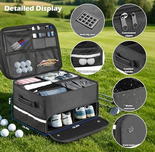 Golf Trunk Organizer, Car Trunk Locker with Separate Ventilated