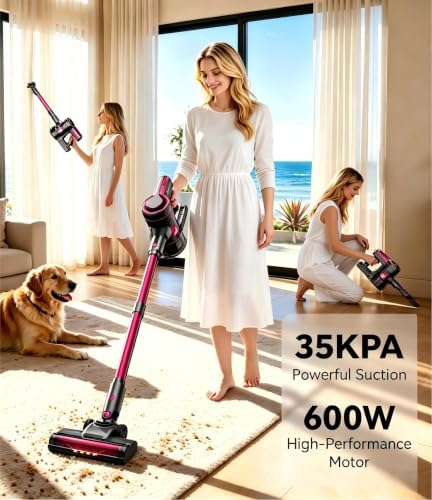 Cordless Vacuum Cleaner for Home,600W 35KPA 60Mins (Purple)