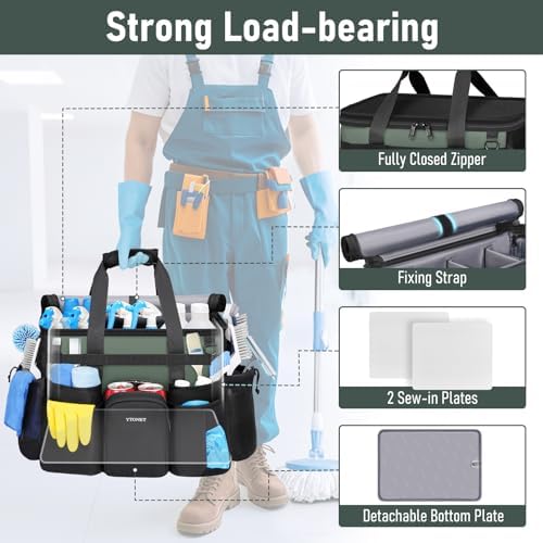 Cleaning Caddy with Wheels, Extra Large Rolling Cleaning Caddy Bag