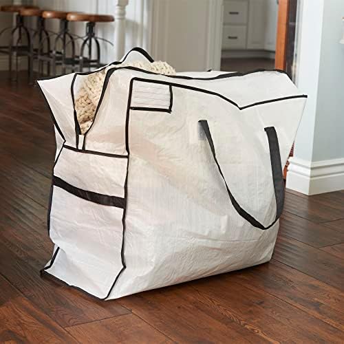 2622 MightyStor Large Storage Bag with Handles | Clothing and Linen Storage Bag | White Tarp with Black Trim