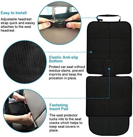 Car Seat Protector, 2 Pack Carseat Protector with Thick Padding, Baby/Pets for Child Car Seat-Mesh Pockets-Waterproof-Universal Size(Black)