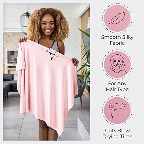 Microfiber Hair Towel Wrap for Women – Large Fast Drying Hair Towel with Patented Clip – Anti-Frizz, Super Absorbent, Silky Smooth Microfiber – Plopping Hair Wrap for Curly, Wavy & Straight Hair