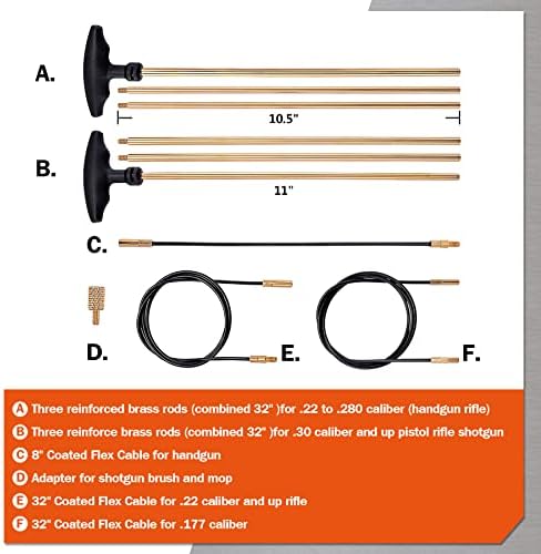 Gun Cleaning Kit Rifle Pistol Shotgun Universal Cleaning Kit for 20GA 12GA.45.40.357/.380/.38/9MM.338.325/8mm.30/7.62MM.270.250.243.22.17 All Calibers