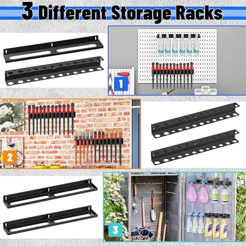 Spray Bottle Holder Wall Mount,12 Holes Car Detailing Brush Holder Rack Set