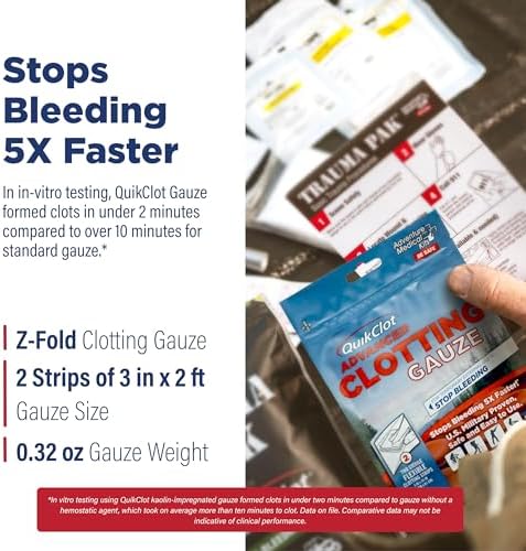 QuikClot Kaolin Clotting Gauze 2', 2 Pack