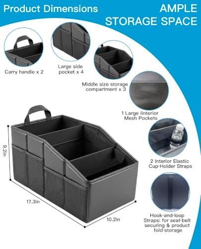 Car Storage Organizer, Reinforced Dividable Car Backseat Organizers