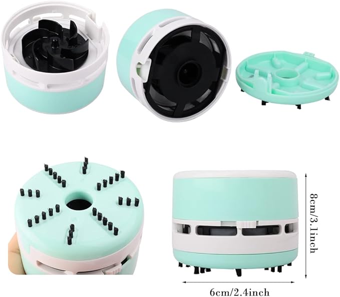 Mini Vacuum Cleaner,Desktop Vacuum,Crumb Sweeper,Desk Duster,Mini Desk Vacuum for Table,Green White