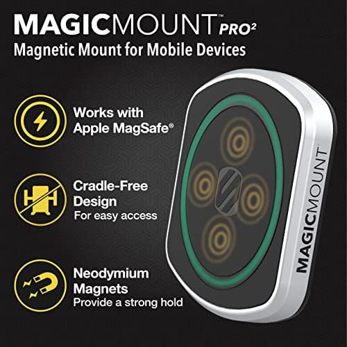 MP2CUPM-SP MagicMount Pro2 Cup Holder Magnetic Cell Phone Holder Car Mount Kit Compatible with MagSafe, iPhones, Galaxy, Pixel & All Smartphones