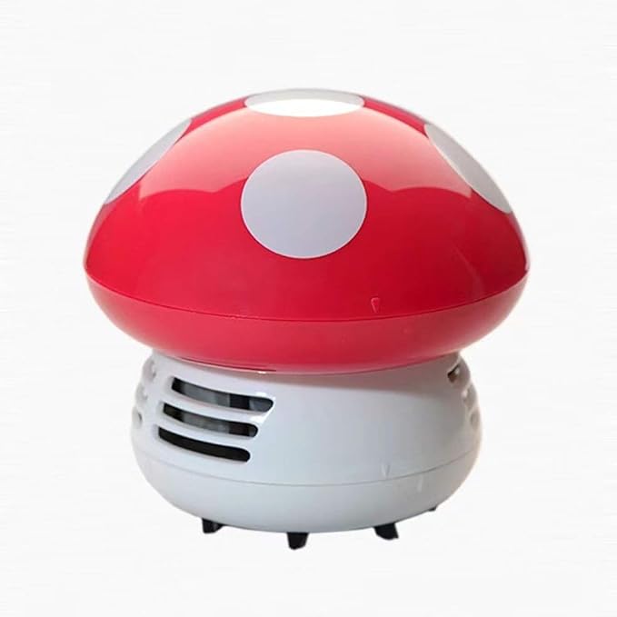 Aliotech Mini Cute Table Dust Vacuum Cleaner Mushroom Shaped Portable Corner Desk Vacuum Cleaner Mini Cute Vacuum Cleaner Dust Sweeper(Red)
