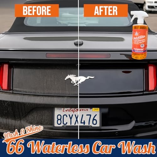 Premium WATERLESS Car Wash with Ultra Car Shine Effect California Wash&Shine 66 | Powerful Car Wash Soap for All Surfaces | Scratch-Free & Biodegradable Car Cleaner | 1 GAL