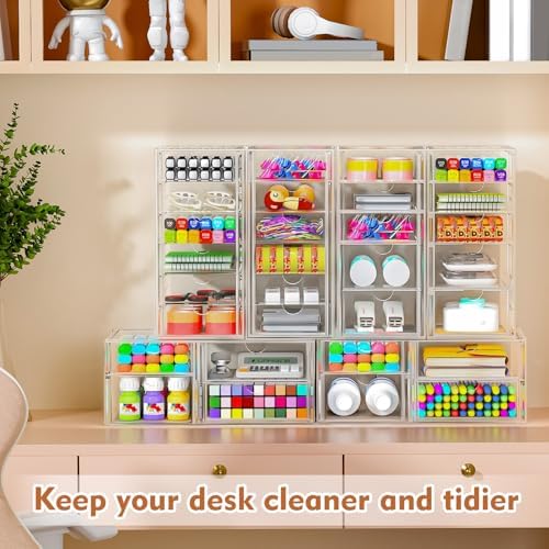 Acrylic 13-Drawer Storage & Makeup Organizer for Desk, Bath