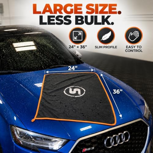 Microfiber Car Drying Towel, Plush Twisted-Loop, 600 GSM, Slim 24" x 36"