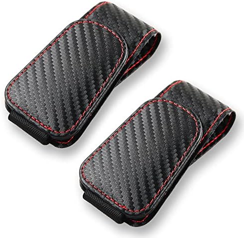 2Pcs Sunglass Holder for Car, Magnetic Leather Eyeglass Hanger Clip for Car Sun Visor, Sunglasses Holder and Ticket Card Clip for Car Visor Accessories (Carbon Fibre Black)