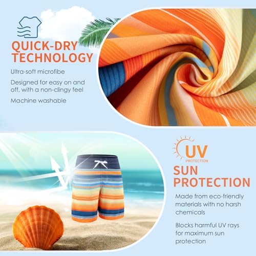 Boys Swim Trunks 3 Pack Quick Dry UPF 50+ Bathing Suit 5-16 Years