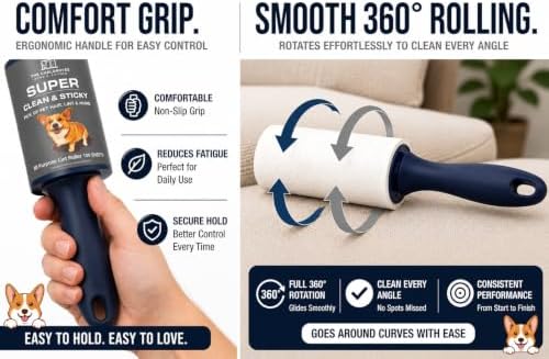 Extra Sticky Lint Roller for Pet Hair, 6 Pack 600 Sheets