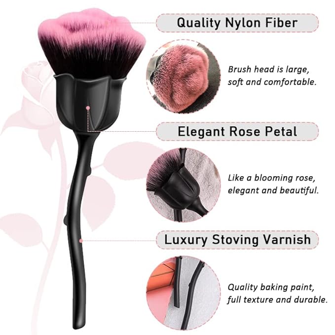 1Pc Dust Brush for Acrylic Nails Acrylic Nail Brush Cleaner Nail Brushes for Cleaning Dust Dip Powder Large Makeup Blush Brush Manicure Brush for Nails Clean Up Nail Art Tools (Black)