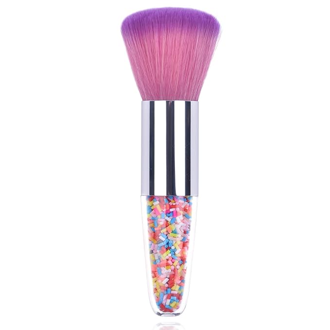 Nail Art Dust Powder Remover Brush, Nail Art Dust Cleaner Brush Professional Nail Art Tool for Acrylic Gel Nails Colorful Handle